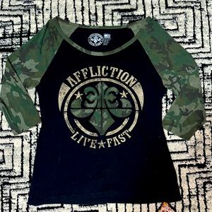 Affliction Shirt Size Medium Black/Camo